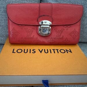 Louis Vuitton Mahina Red Leather Clutch/Wallet